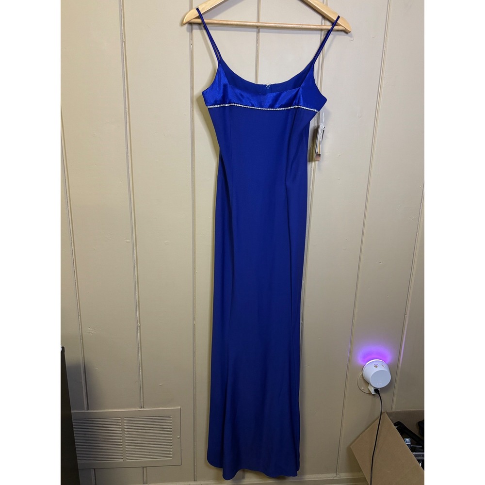 Jessica McClintock Gunne Sax Royal Blue Spaghetti Strap Maxi Dress Size 3/4 tags - Picture 2 of 5